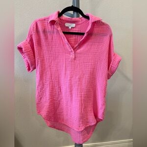 MICHAEL STARS Gigi Popover Gauze Cotton Top Pink Size XS
